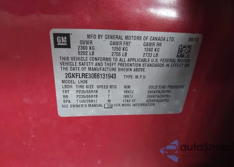 2014 GMC Terrain Sle-2 из США, поврежденный, VIN 2GKFLRE30E6131943